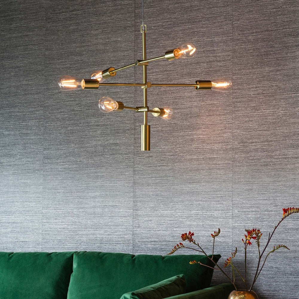 Rubens 6 Linear Pendant Light - Brushed Gold Endon 2