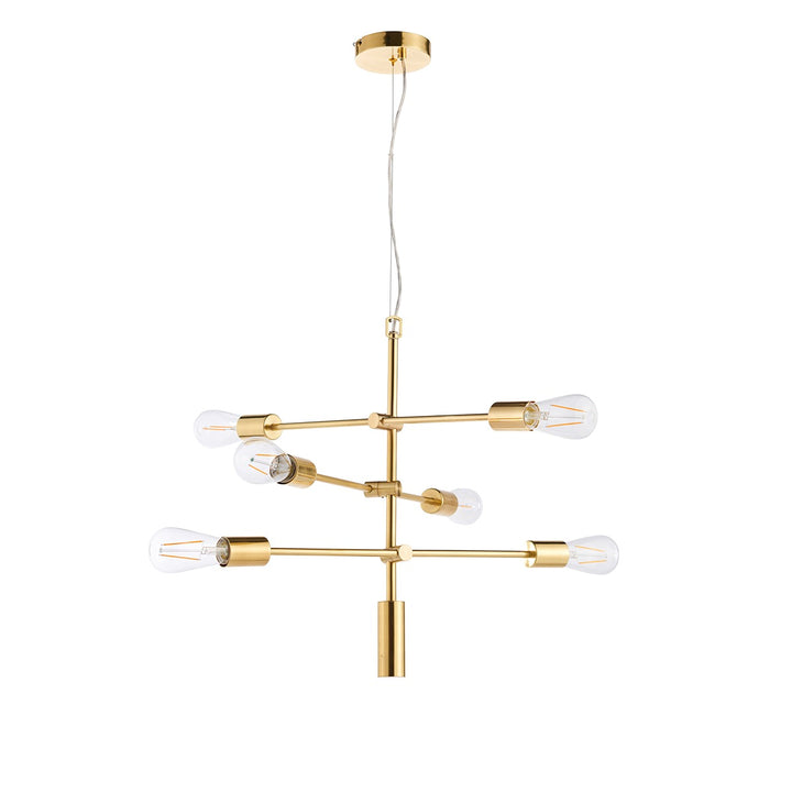 Rubens 6 Linear Pendant Light - Brushed Gold Endon 8