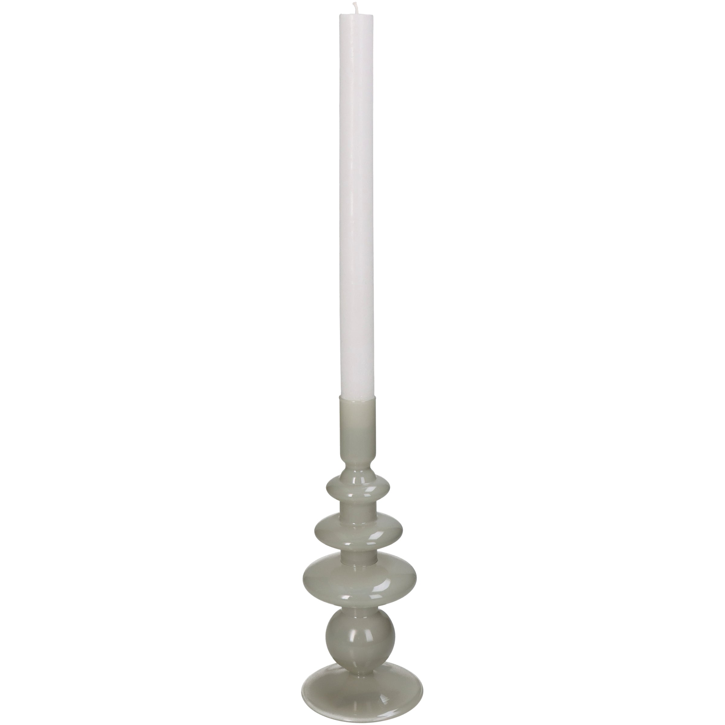 Libra Interiors Wide Glass Candle Stick in Ivory