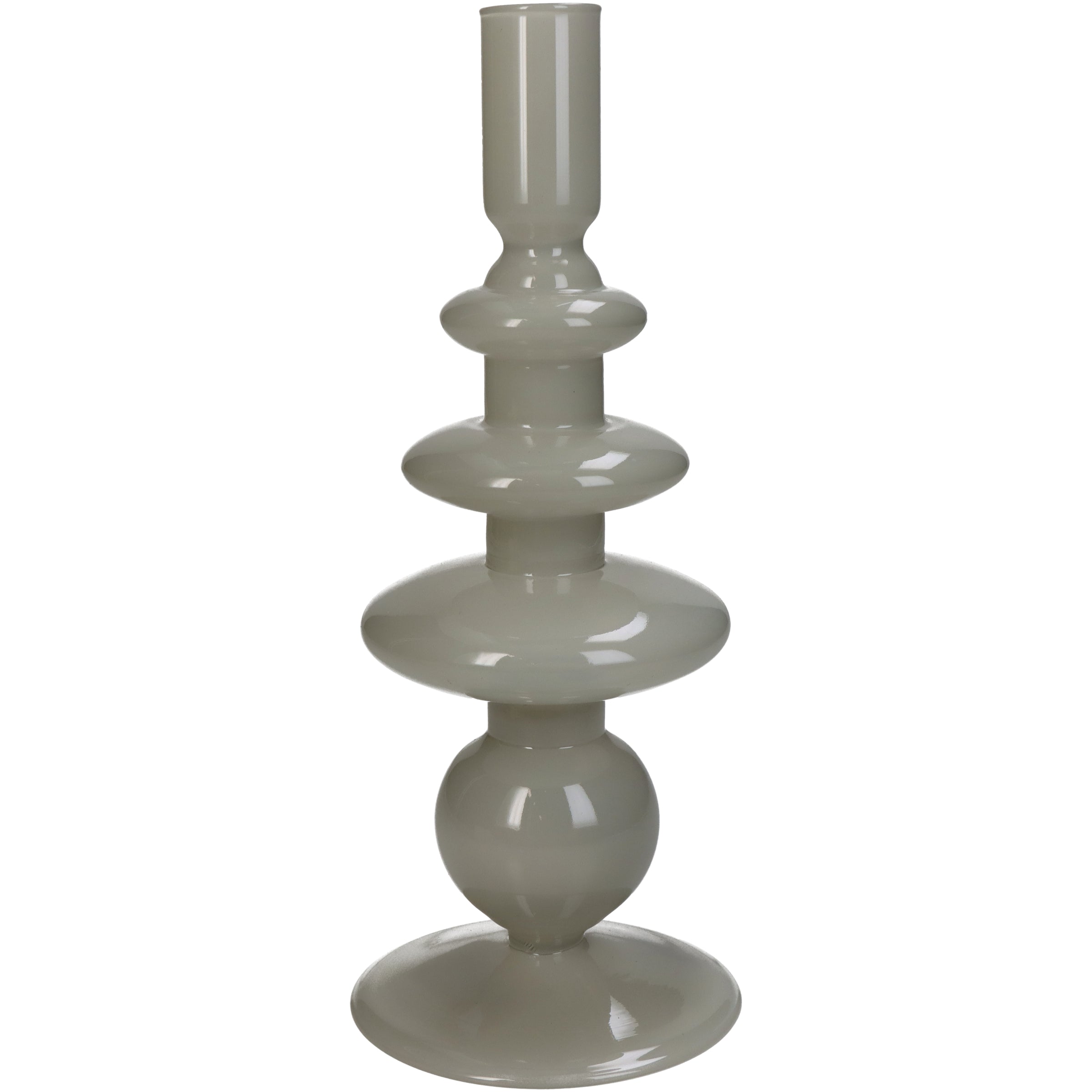 Libra Interiors Wide Glass Candle Stick in Ivory