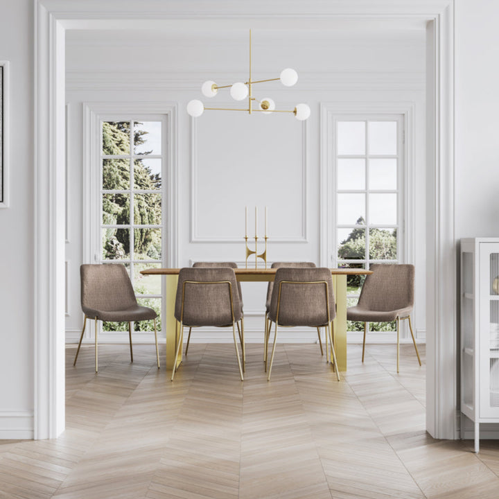 Coral Set of 2 Gold Dining Chairs - Taupe
