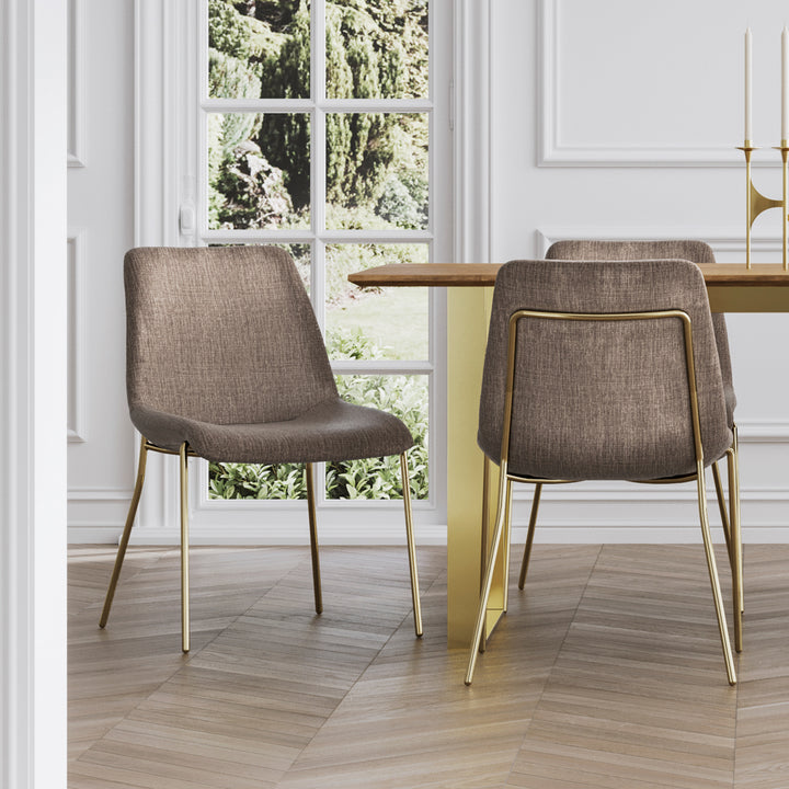Coral Set of 2 Gold Dining Chairs - Taupe