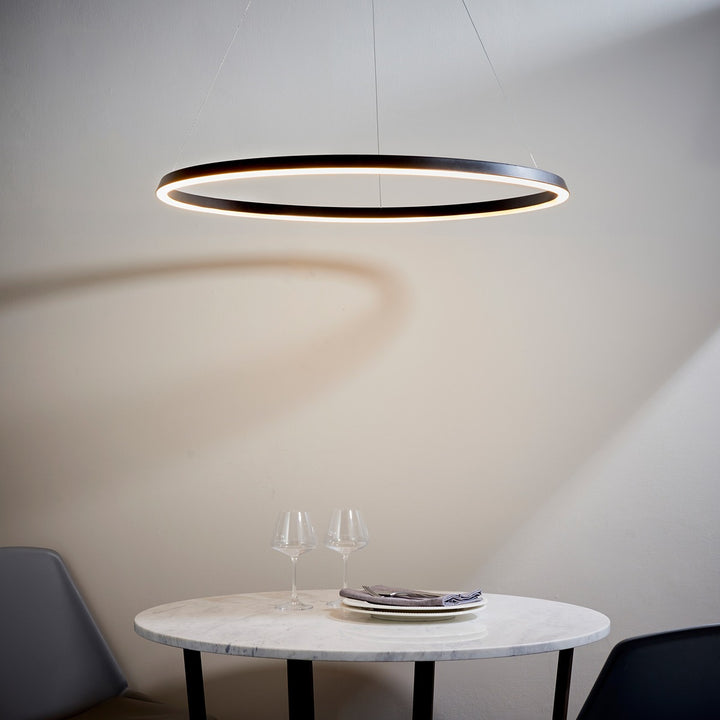 Staten Hanging Circle Pendant Light - Black Endon 3