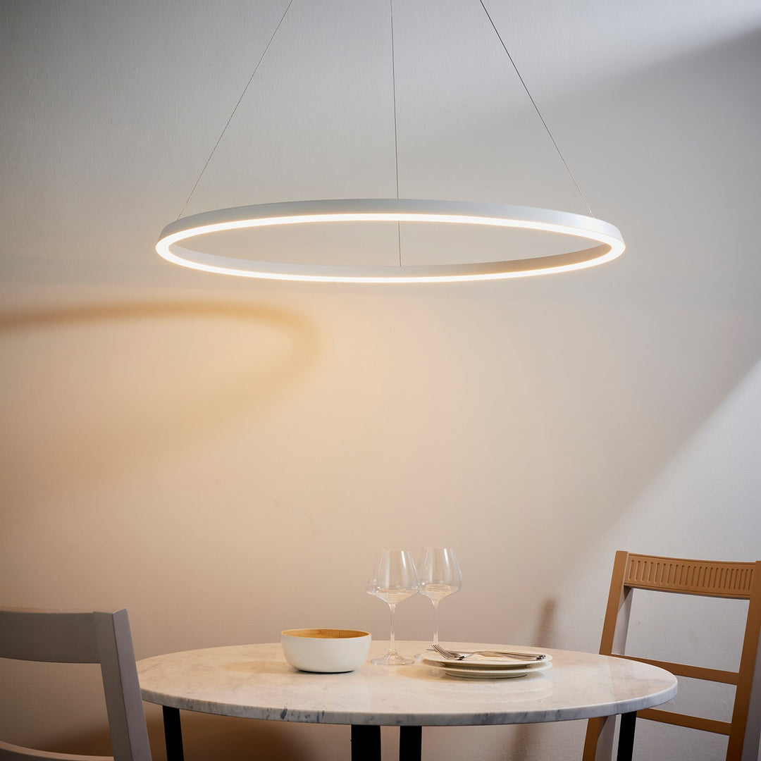 Staten Hanging Circle Pendant Light - White Endon 3