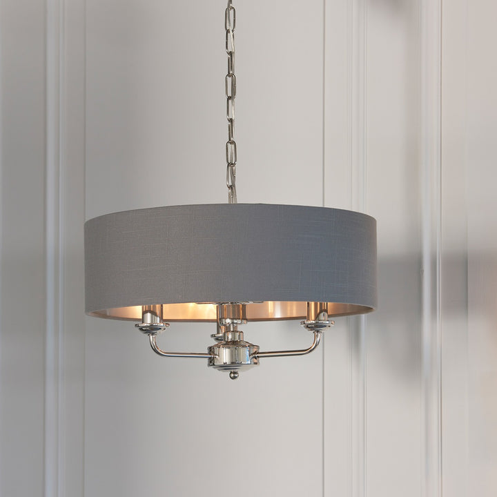Highclere 3 Long Pendant Light - Nickel Endon 2