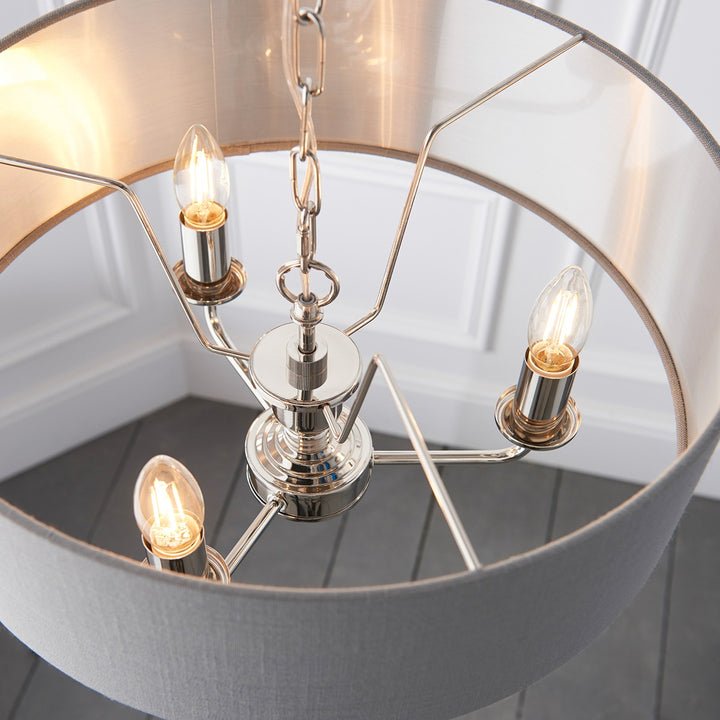 Highclere 3 Long Pendant Light - Nickel Endon 6