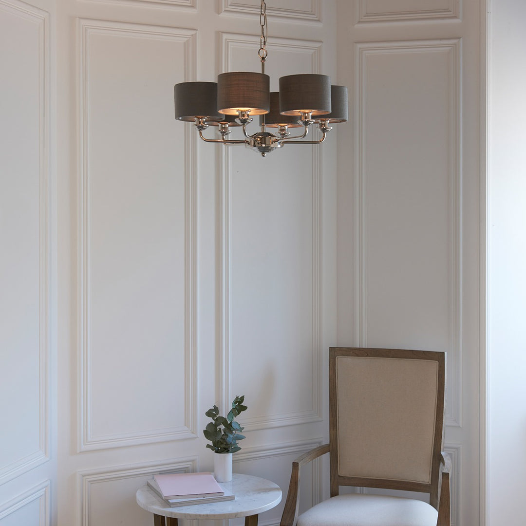 Highclere 6 Multi Pendant - Nickel Endon 3