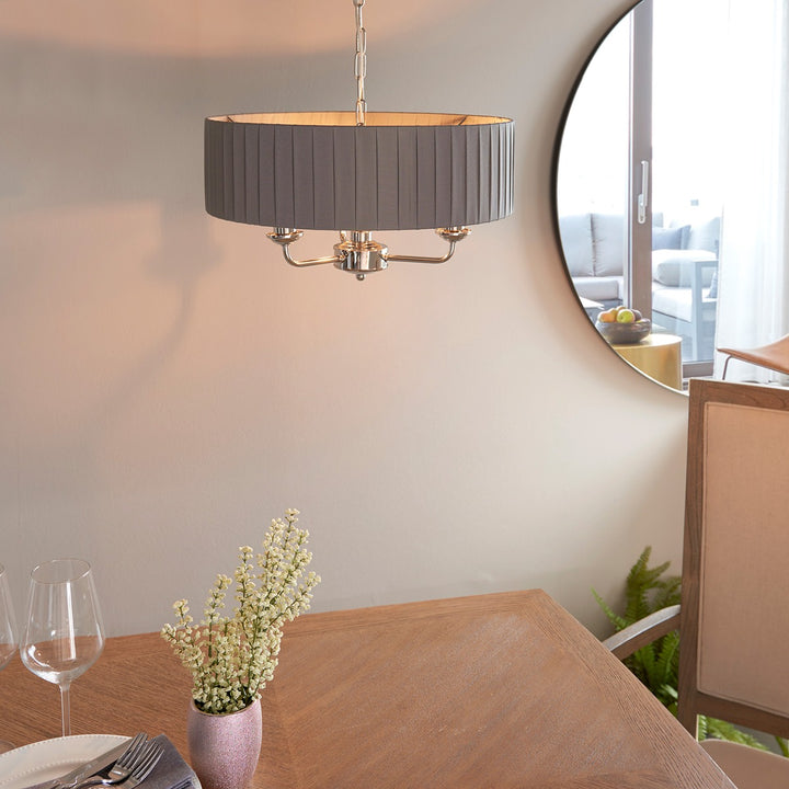 Highclere 3 Pendant Light - Nickel Endon 3