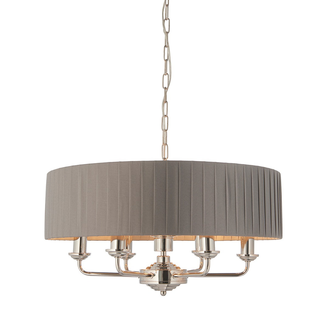 Highclere 6 Pleated Pendant - Nickel Endon 1