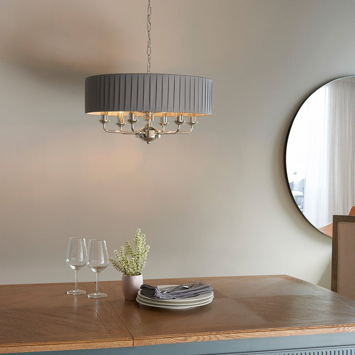 Highclere 6 Pleated Pendant - Nickel Endon 2