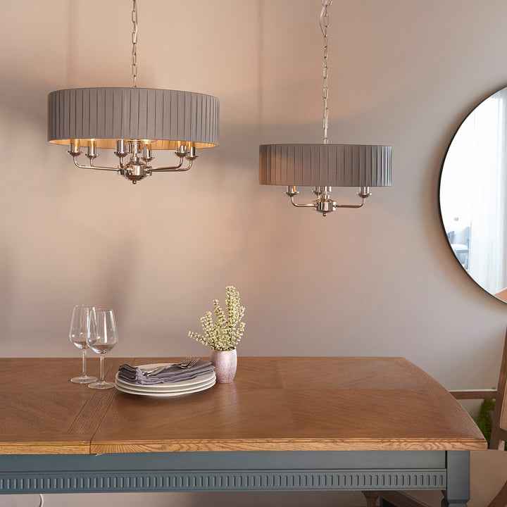 Highclere 6 Pleated Pendant - Nickel Endon 3