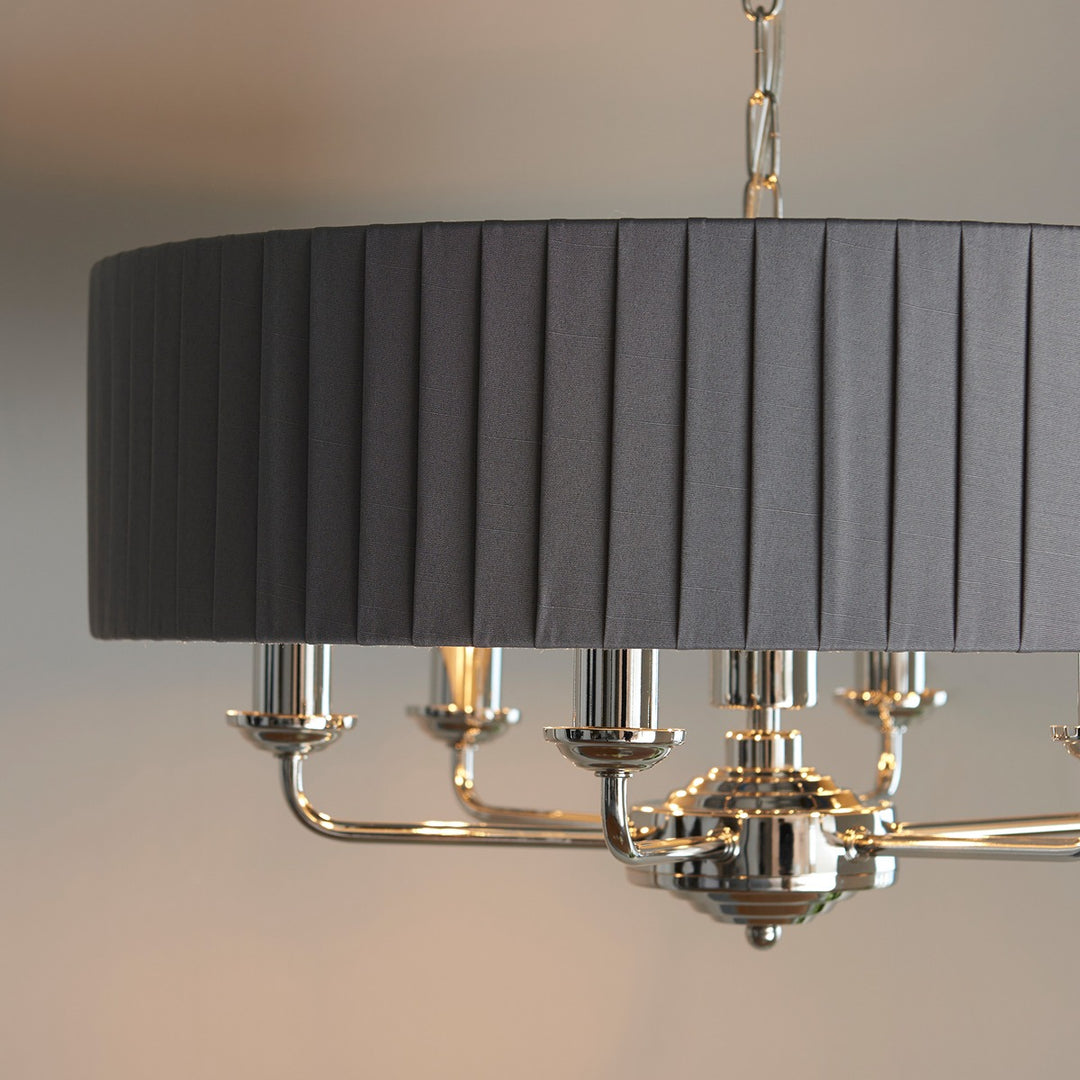 Highclere 6 Pleated Pendant - Nickel Endon 4