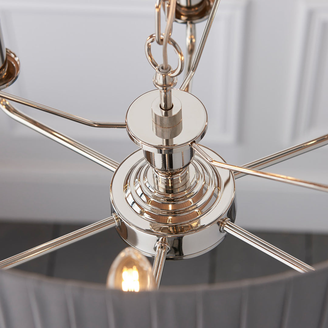 Highclere 6 Pleated Pendant - Nickel Endon 7