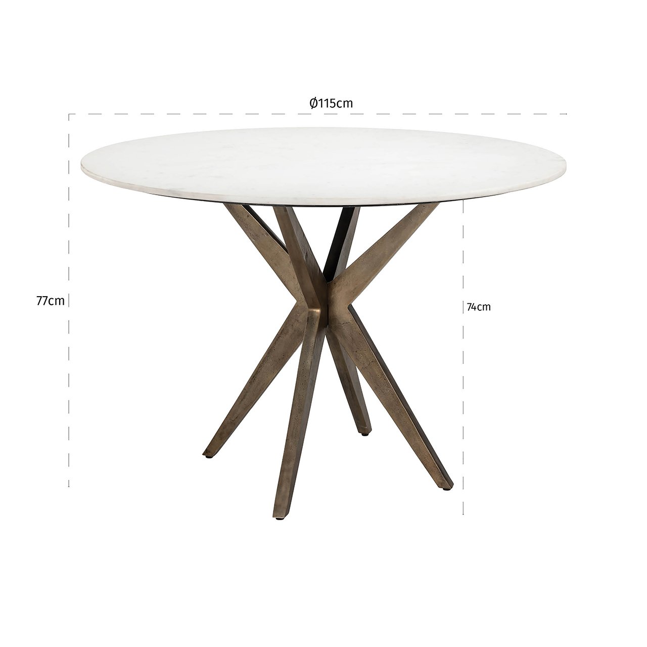 Richmond Interiors Maisy Marble Dining Table in White - 115cm