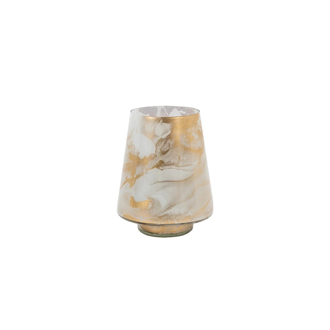 Marbled Hurricane Gold & White Candle Holder