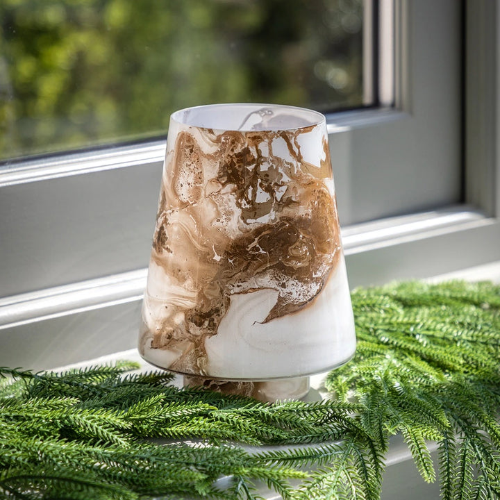 Marbled Hurricane Gold & White Candle Holder