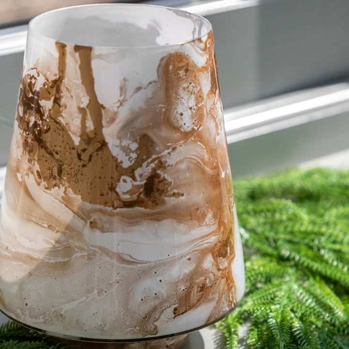 Marbled Hurricane Gold & White Candle Holder