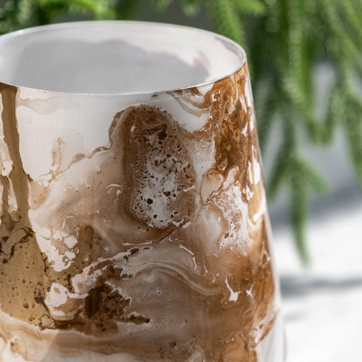 Marbled Hurricane Gold & White Candle Holder