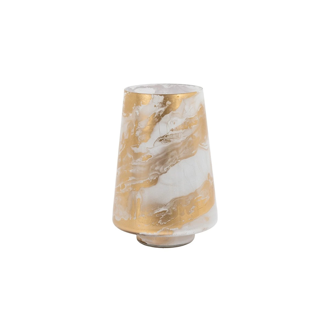 Marbled Hurricane Gold & White Candle Holder