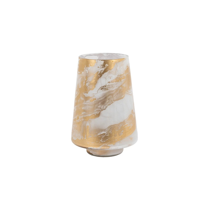 Marbled Hurricane Gold & White Candle Holder
