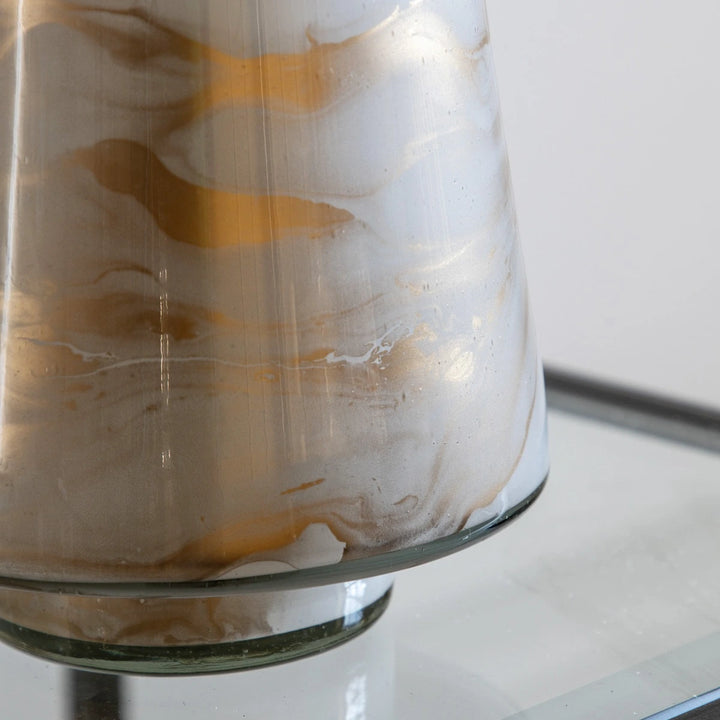 Marbled Hurricane Gold & White Candle Holder