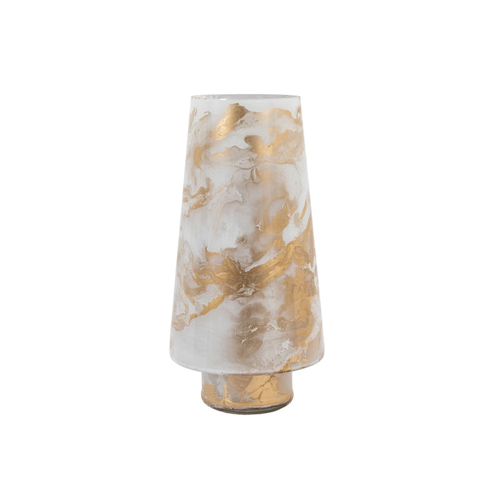 Marbled Hurricane Gold & White Candle Holder