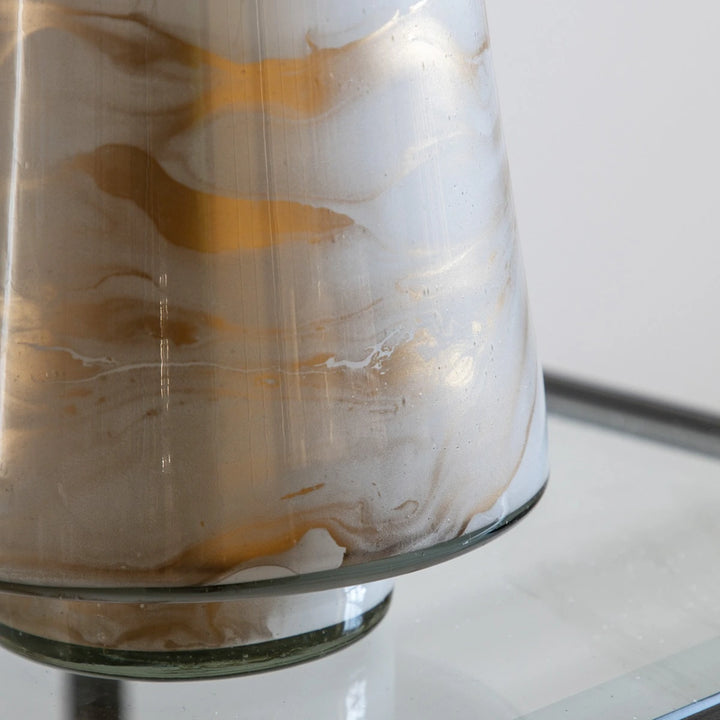 Marbled Hurricane Gold & White Candle Holder