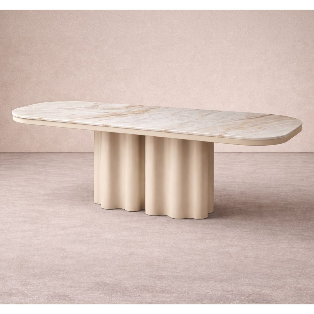 Corinthian Large Natural Marble Dining Table - Gloss Ivory