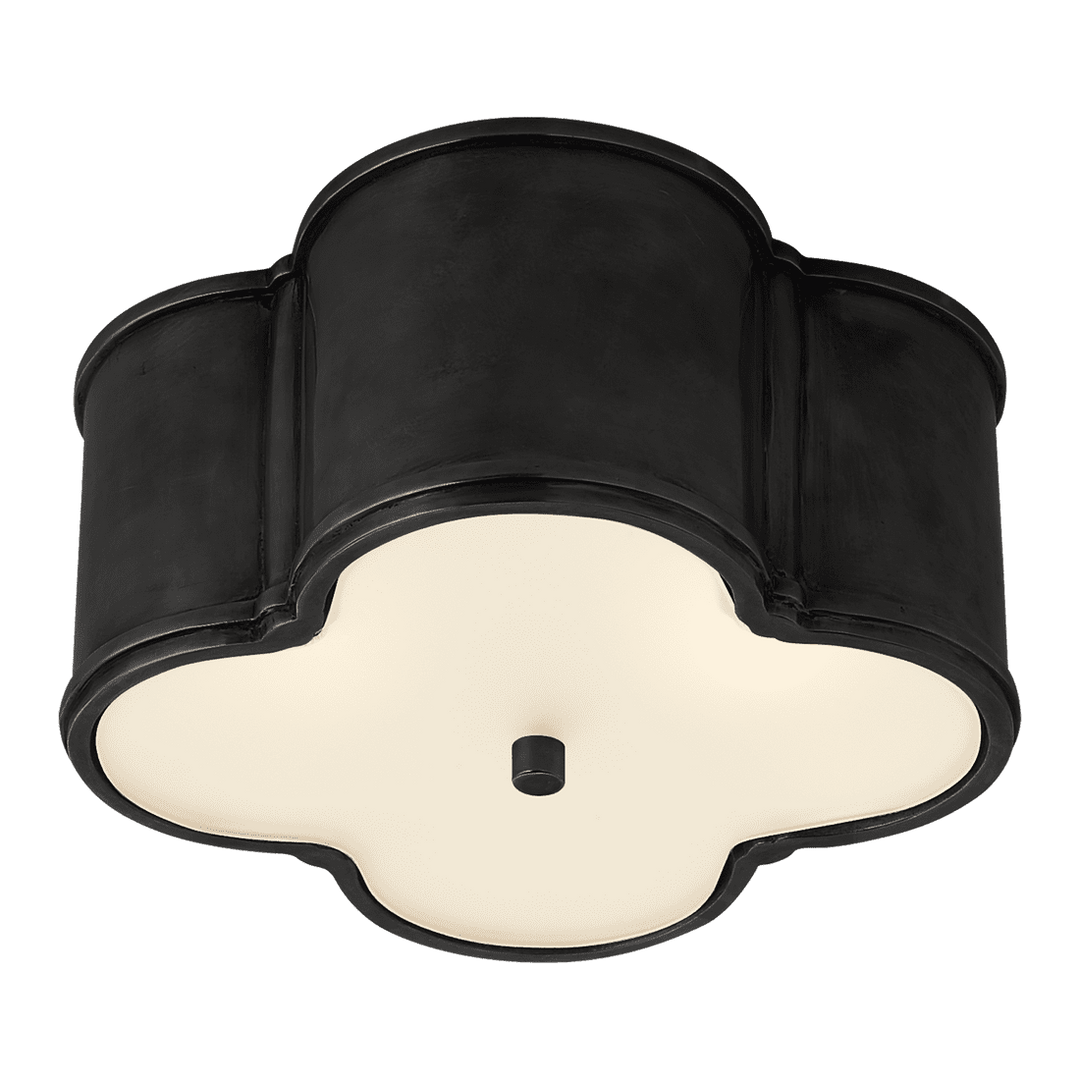 Basil Small Flush Mount - Gun Metal with Frosted Glass Visual Comfort 1