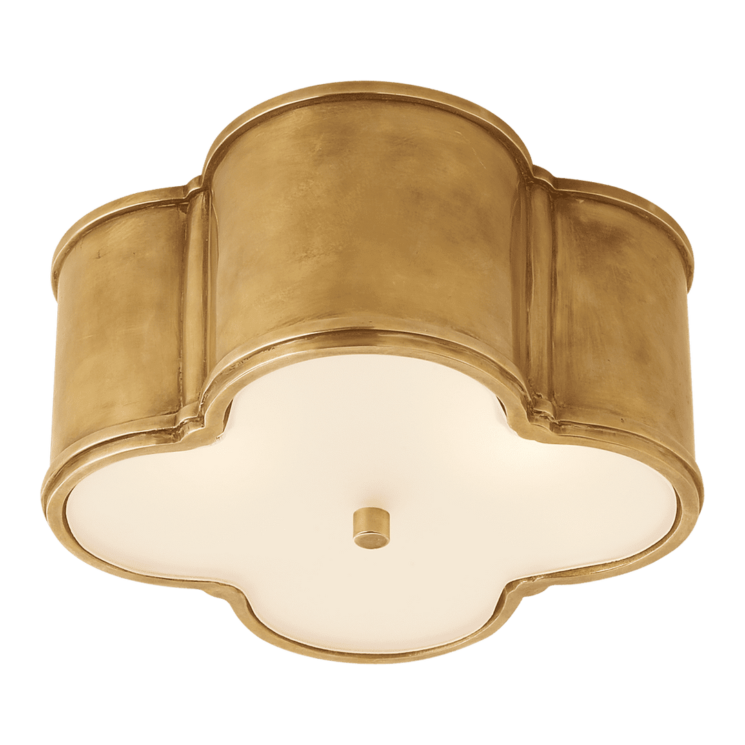 Basil Small Flush Mount - Natural Brass with Frosted Glass Visual Comfort 1