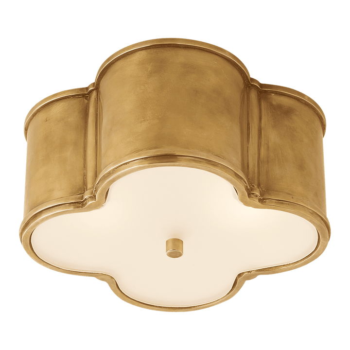 Basil Small Flush Mount - Natural Brass with Frosted Glass Visual Comfort 1
