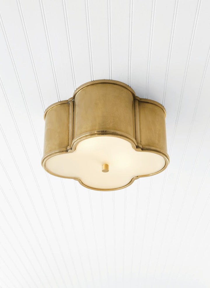 Basil Small Flush Mount - Natural Brass with Frosted Glass Visual Comfort 2