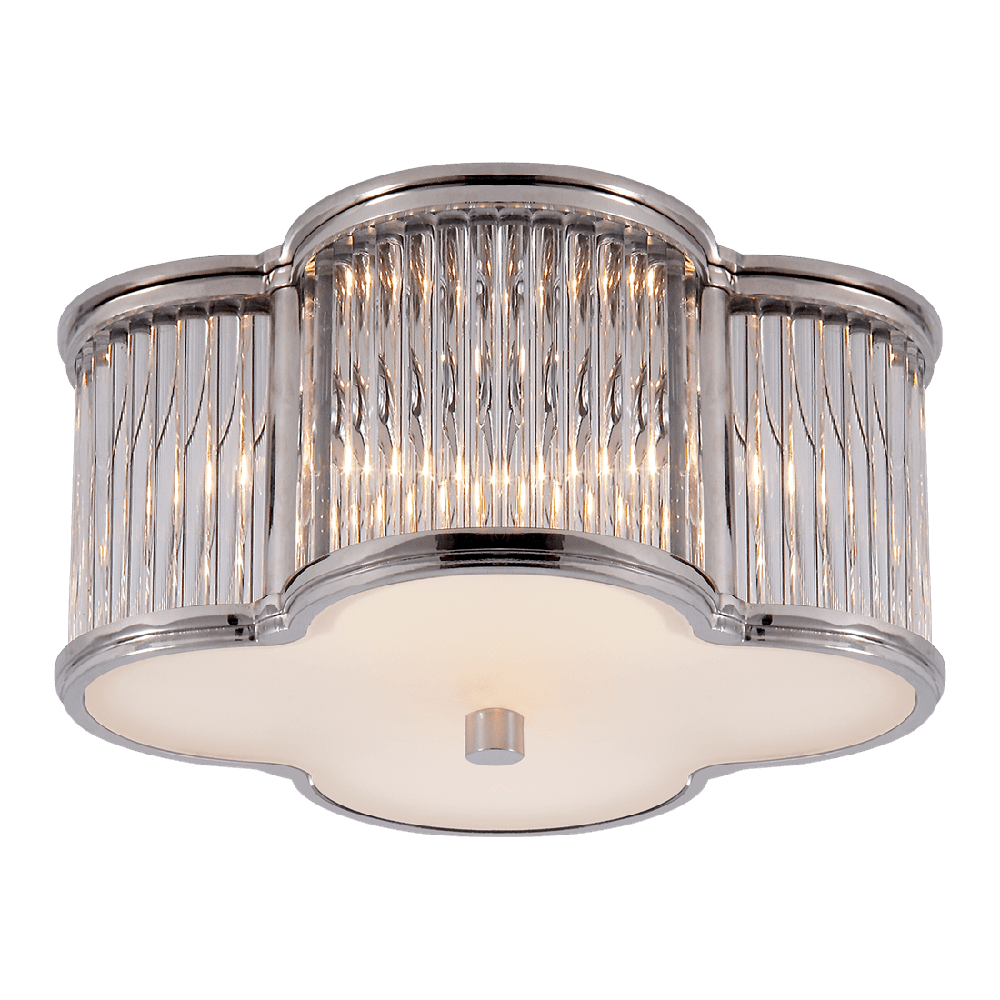 Basil Small Flush Mount - Polished Nickel & Clear Glass Rods with Frosted Glass Visual Comfort 1