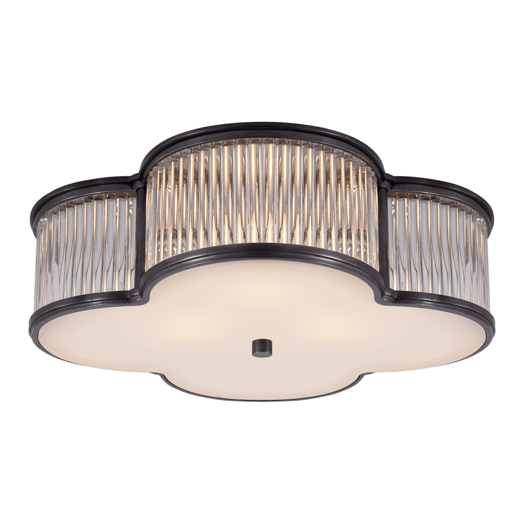 Basil 17" Flush Mount - Gun Metal & Clear Glass Rods with Frosted Glass Visual Comfort 1