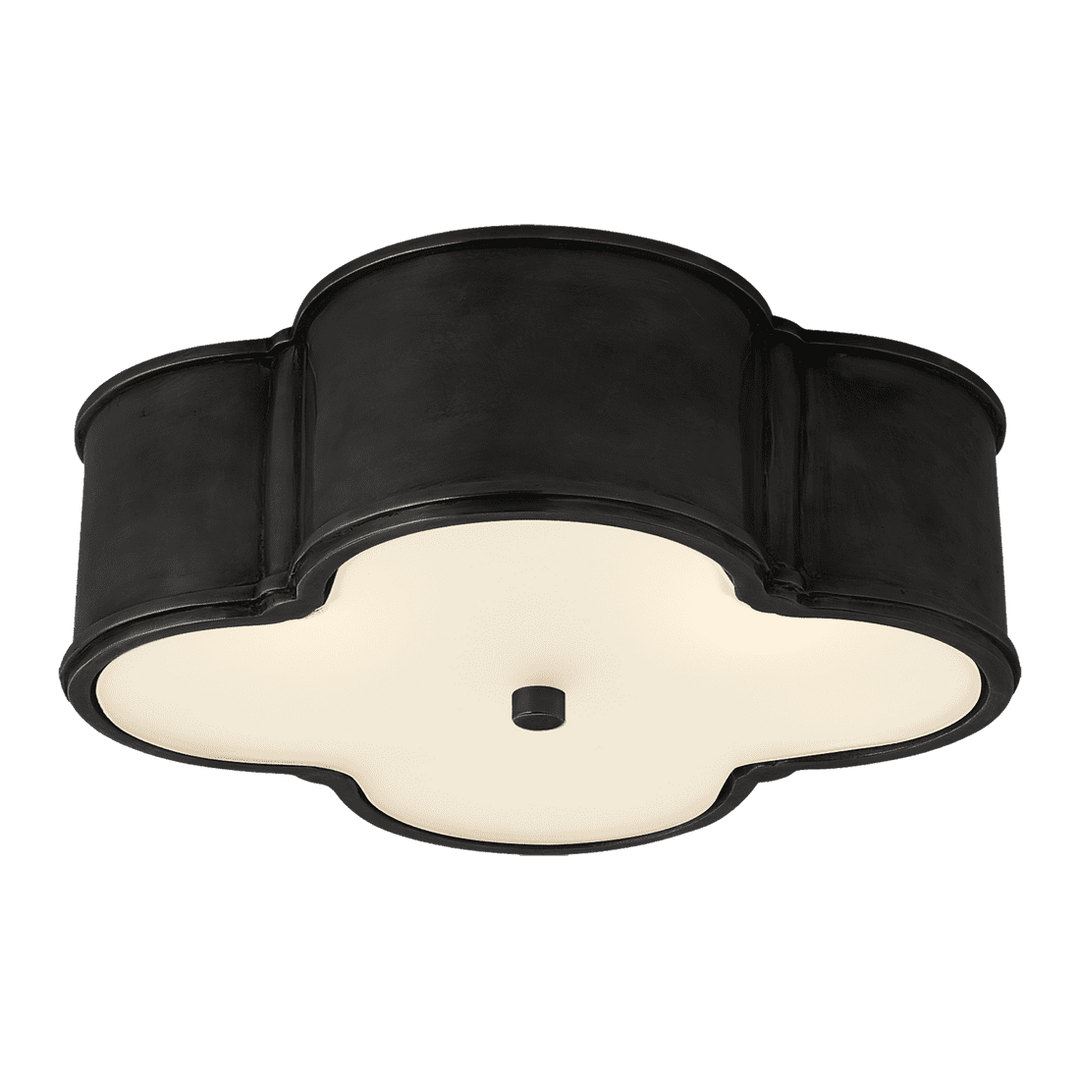 Basil 17" Flush Mount - Gun Metal with Frosted Glass Visual Comfort 1