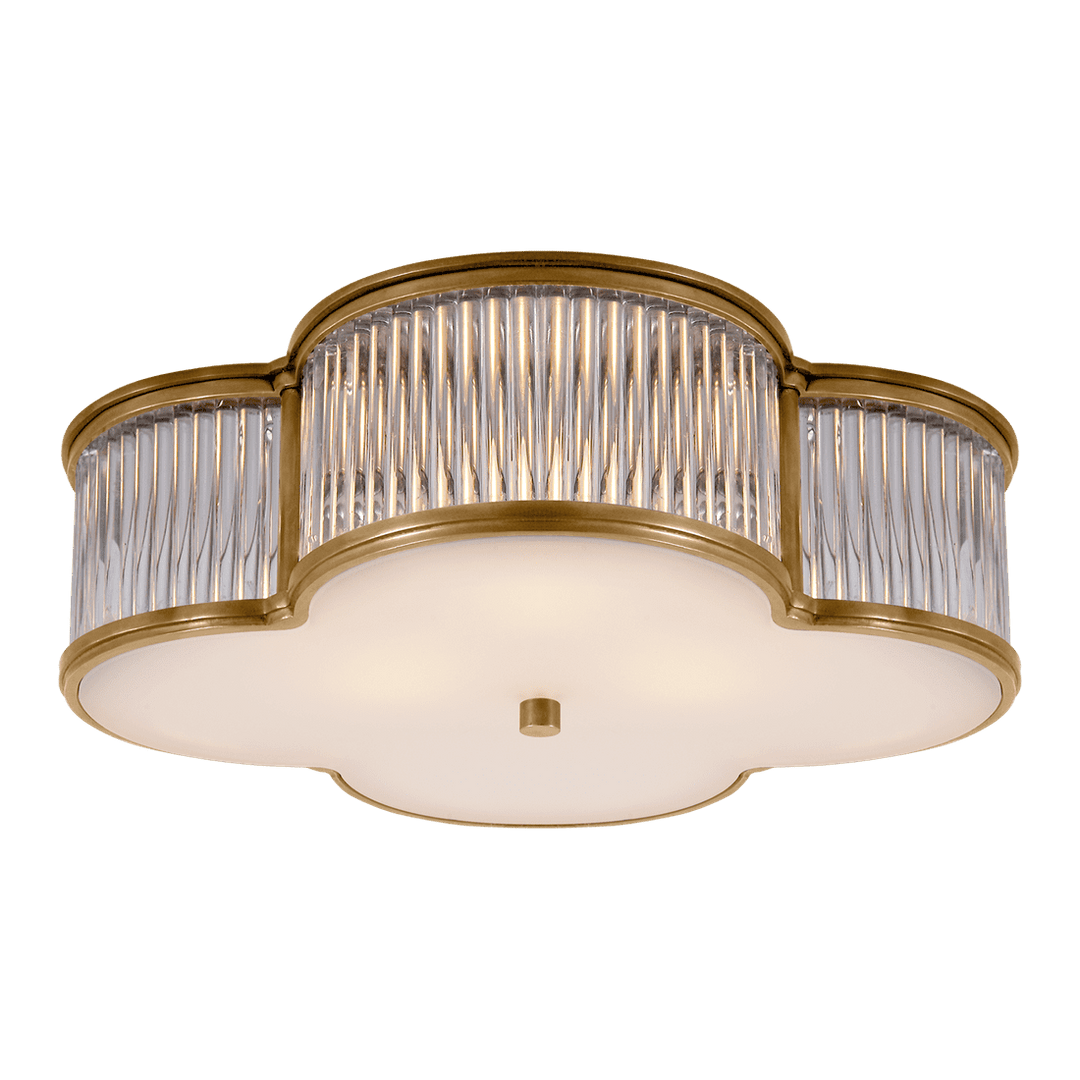 Basil 17" Flush Mount - Natural Brass & Clear Glass Rods with Frosted Glass Visual Comfort 1