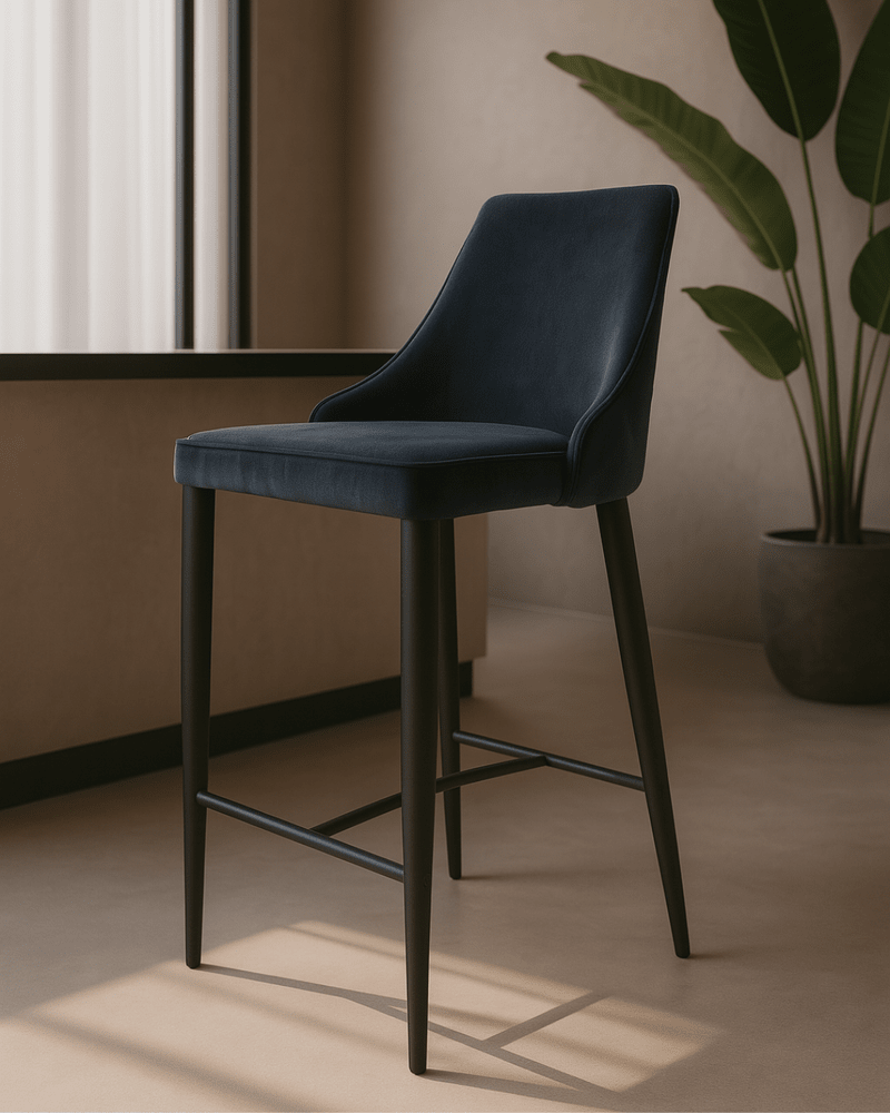 Alain Velvet Bar Stool - Essence Grey Tommy Franks 2