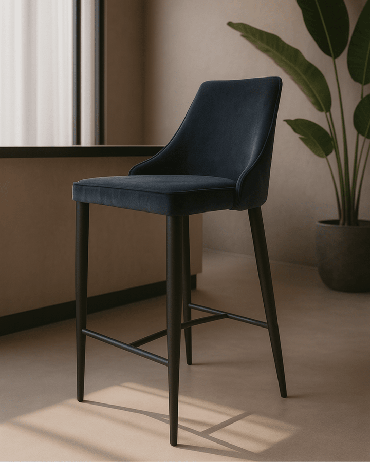 Alain Velvet Bar Stool - Essence Grey Tommy Franks 2