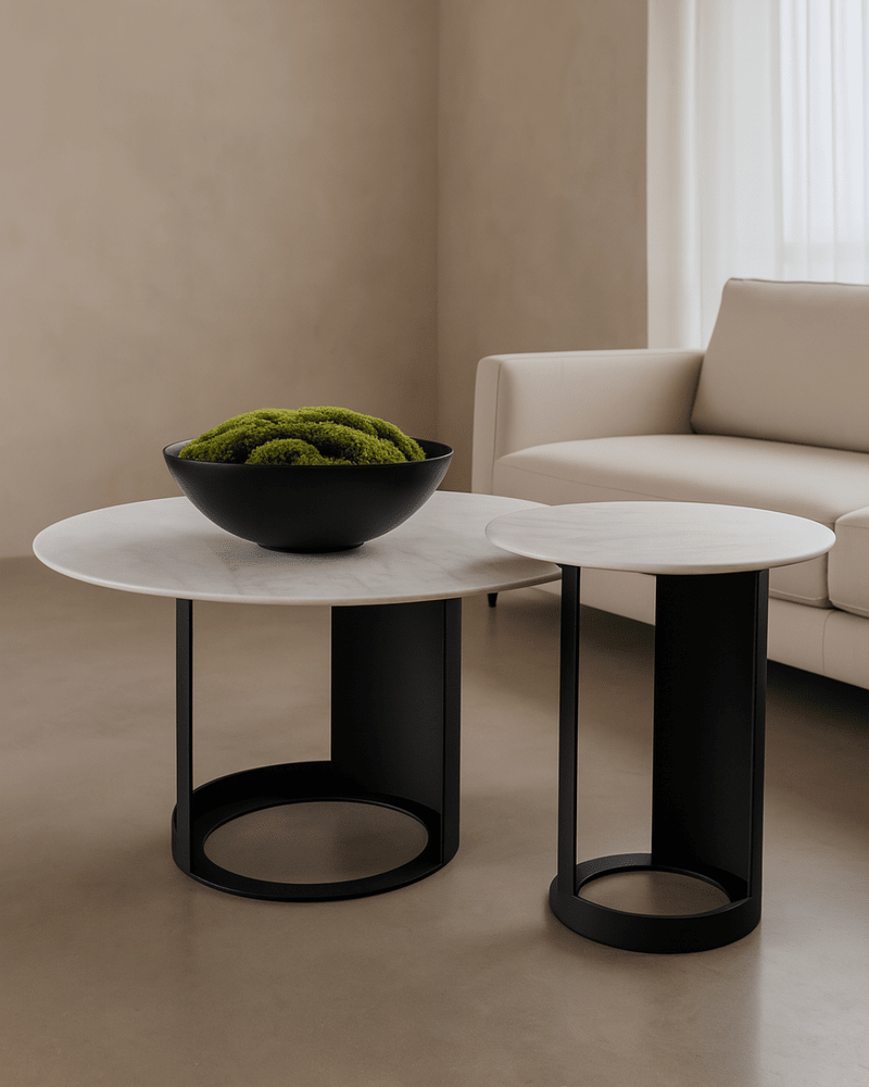 Alban Marble Round Coffee Table - Carrara White Tommy Franks 2