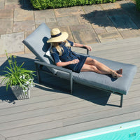 Maze Outdoor Amalfi Armless Sunlounger in Grey