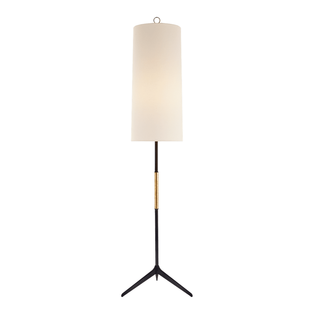 Frankfort Floor Lamp - Aged Iron with Gilded Accents & Linen Shade Visual Comfort 1