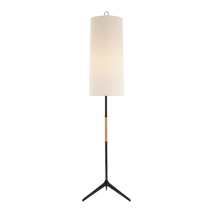 Frankfort Floor Lamp - Aged Iron with Gilded Accents & Linen Shade Visual Comfort 1
