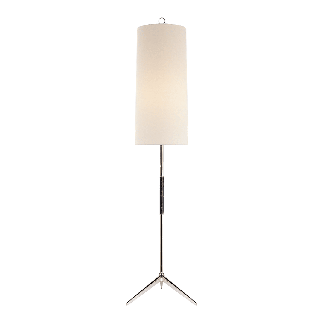Frankfort Floor Lamp - Polished Nickel with Ebony Accents & Linen Shade Visual Comfort 1
