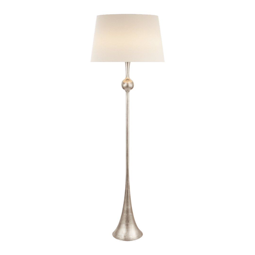 Dover Floor Lamp - Burnished Silver Leaf with Linen Shade Visual Comfort 1