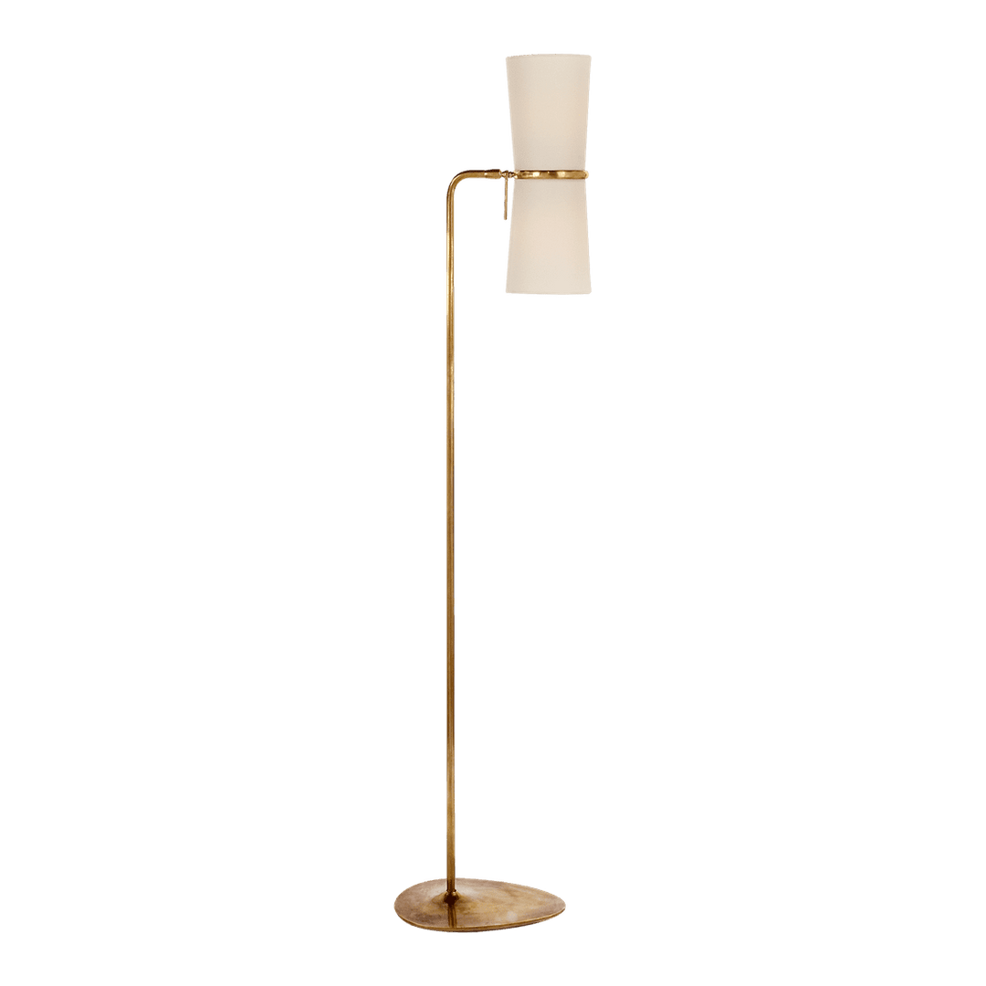 Clarkson Floor Lamp - Antique Brass with Linen Shades Visual Comfort 1