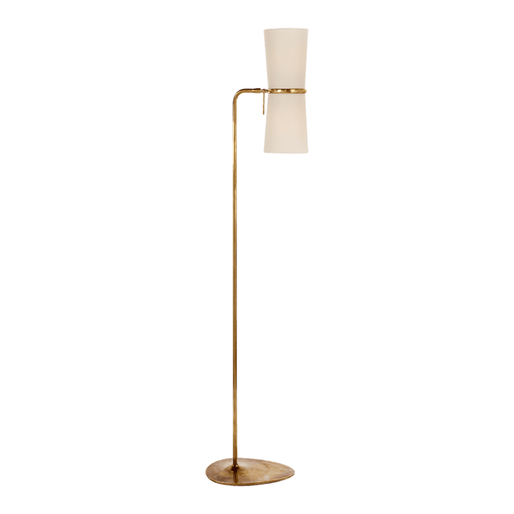Clarkson Floor Lamp - Antique Brass with Linen Shades Visual Comfort 1