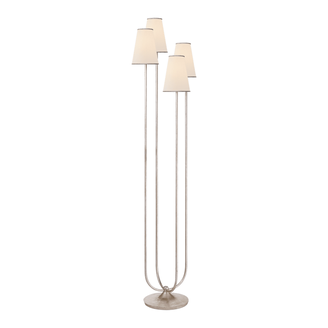 Montreuil Floor Lamp - Burnished Silver Leaf with Linen Shades Visual Comfort 1