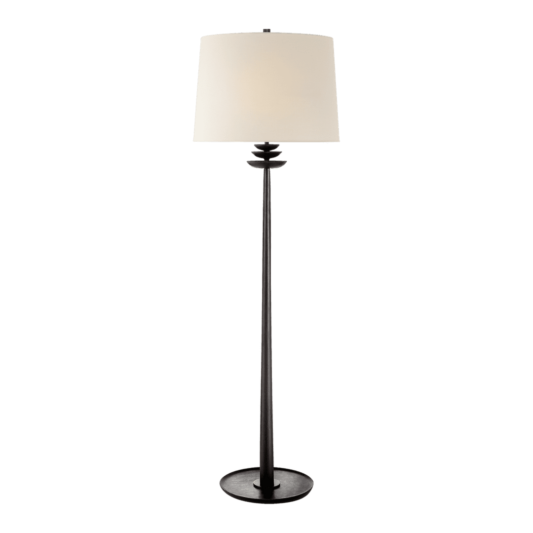 Beaumont Floor Lamp - Aged Iron with Linen Shade Visual Comfort 1