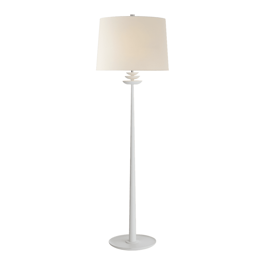 Beaumont Floor Lamp - White with Linen Shade Visual Comfort 1