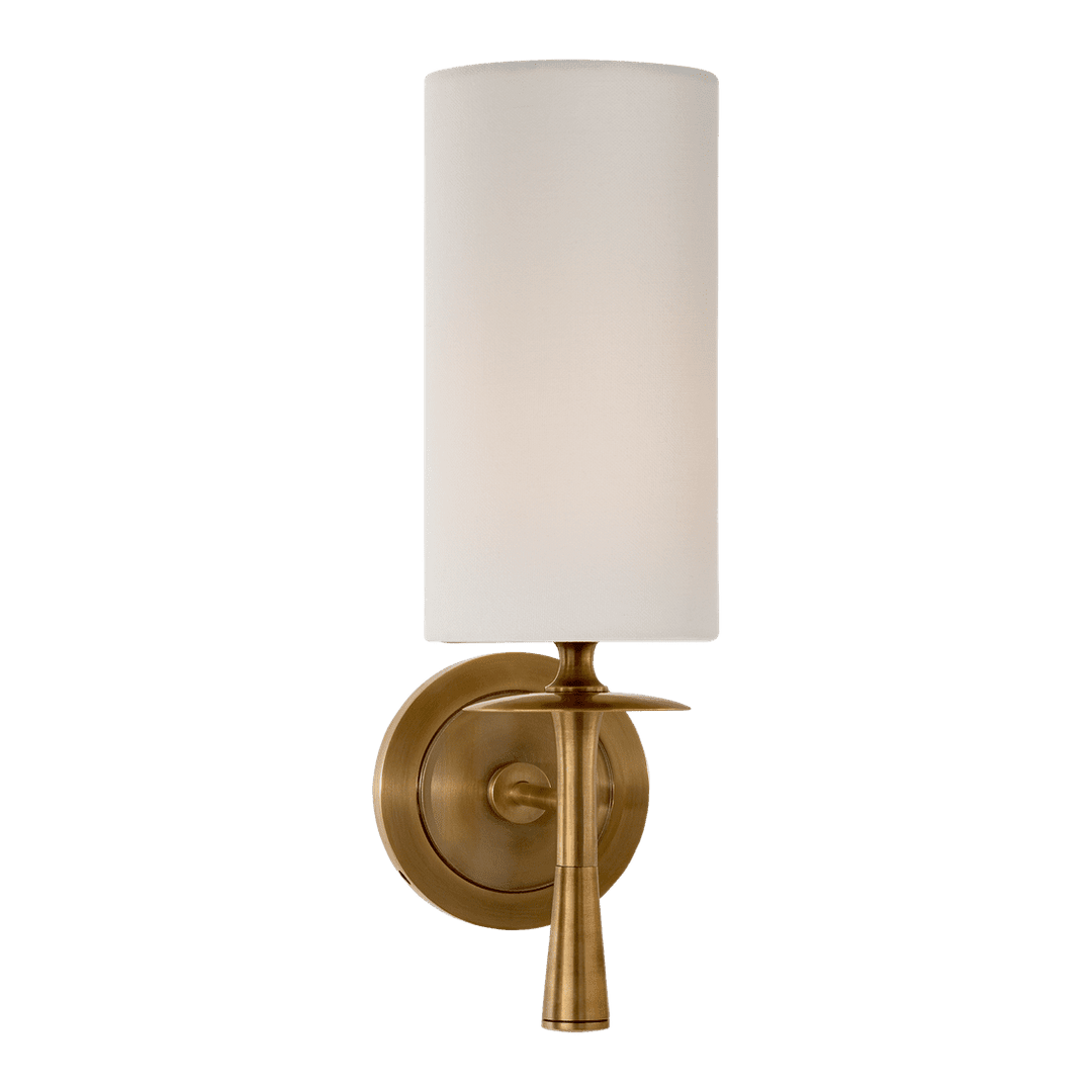 Drunmore Single Sconce - Antique Brass with Linen Shade Visual Comfort 1